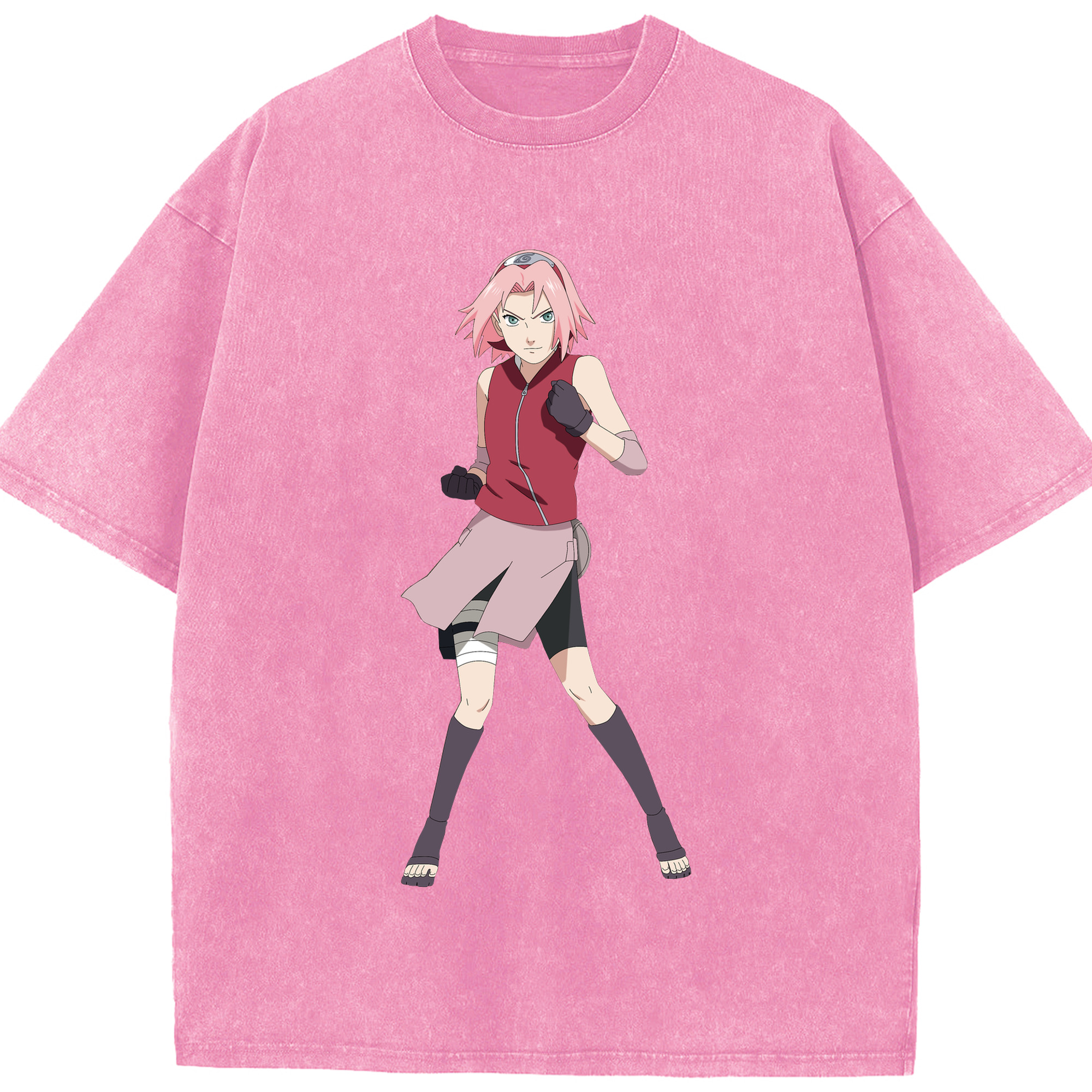 （画像用） NARUTO -ナルト- 春野サクラ Haruno Sakura 綿100% ヴィンテージ風 半袖Tシャツ（フロントプリント）